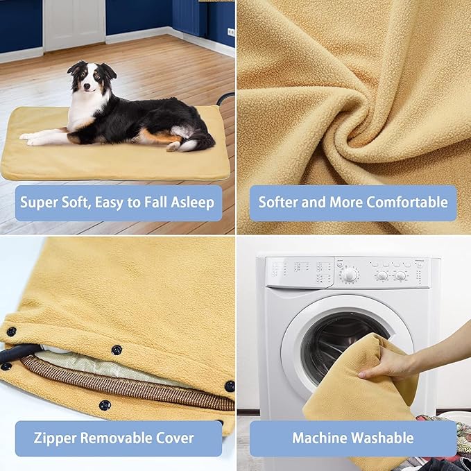GOTOQOMO 20"x 32" Pet Heating Pad, PVC Material Waterproof Pet Heating Pads with Chew Resistant Cord, Electric Pads for Dogs Cats-P32