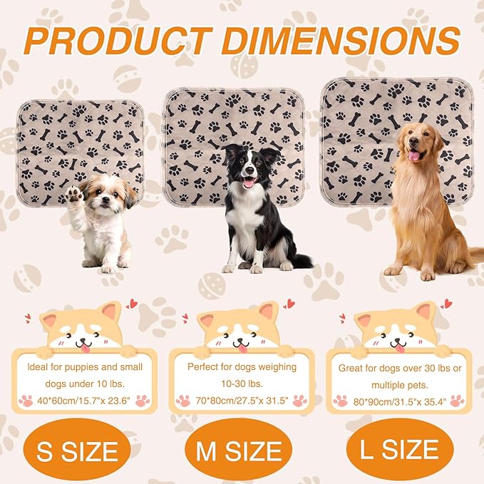 Puppy Pee Pads for Dogs,Upgraded Reusable Puppy Pads with Pheromones,Washable Pet Pads for Dogs & Cats,Durable Leak-Proof & Anti-Slip Pet Training Pads for Home & Travel (Brown-Medium)