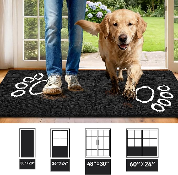 Bcoimo Super Absorbent Dog Door Mat, 60"*24" Anti Slip Mat for Muddy Paws, Pet Rugs for Dirty Paws Washable that Absorbs Moisture and Dirt, for Dog Cage and Pet Resting Carpet