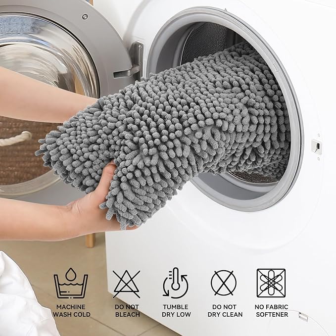 Bcoimo Grey Bathroom Rugs Set, Bath Mats Set for Bath-Room Non Slip with Rubber Backing,High Absorbent Microfiber Bath Rugs Set Quick Drying，Machine Washable, Durable Bathroom Decor