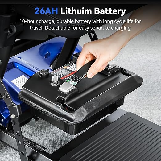 (2026 Upgrade) Lightweight Mobility Scooter for Seniors & Adults, Folding Mobility Scooters, 24.8 Miles Travel Foldable 4 Wheeler, Removable Lithium Battery, 300lb Capacity-Gloss Blue
