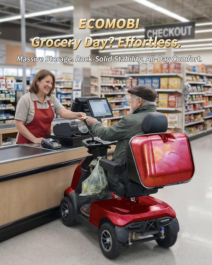 Ecomobi All-Terrain Heavy Duty Mobility Scooter for Seniors & Adults, 1000W Powerful Motor, 550 lbs Weight Capacity, 32 Mile Extended Range, 9 MPH, 13” Pneumatic Tires, Full Suspension, FDA Cleared