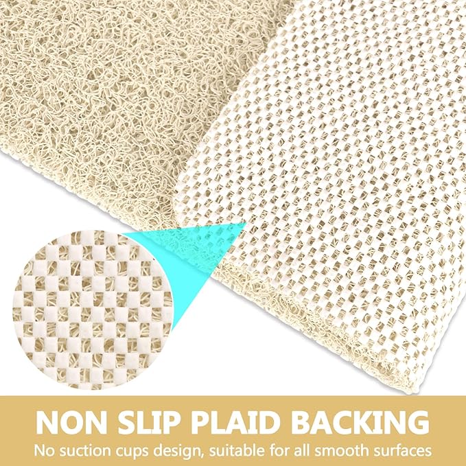 Shower Mat Non Slip: 32 x 24 Inch Extra Large Loofah Shower Mats for Inside Shower - Anti Slip Shower Stall Matt with Drain Hole in Middle