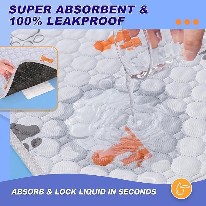 WanpeeGoo Washable Pee Pads for Dogs, 1 Pack Absorbent Reusable Training Dog Pads Pet Puppy Pads, Non-Slip Potty Pads for Whelping, Playpen, Crate, Bed, Orange, 72"x72"