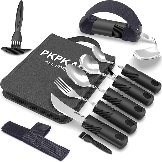 Adaptive Utensils for Parkinsons Patients Elderly, Weighted Utensils for Hand Tremors, Parkinsons Eating Utensils for Disabled People, Weighted Silverware for Hand Tremors Arthritic Hands