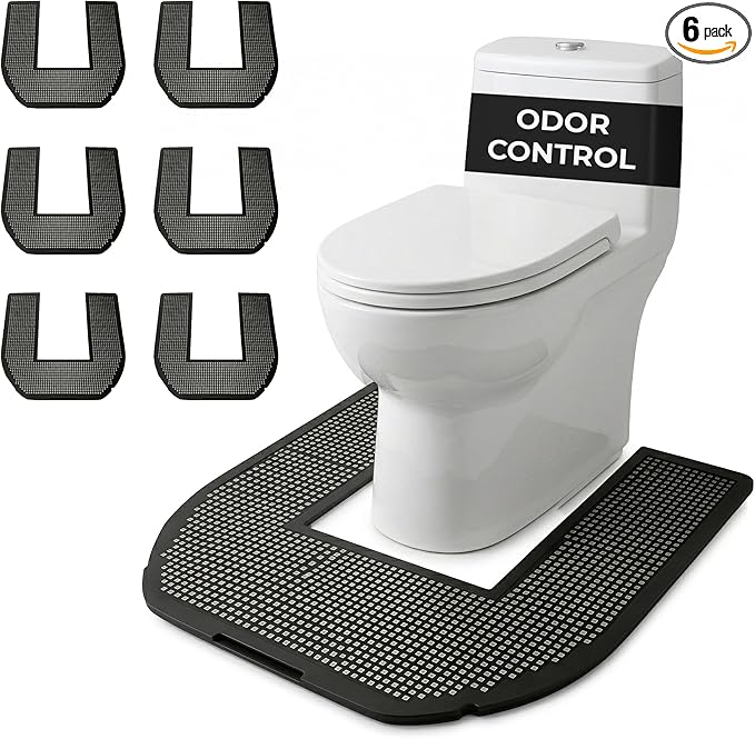 SMELLRID Disposable Toilet Mat for Urine Absorption – Odor-Control Floor Protector Absorbs 18+ oz – Non-Slip Bathroom Splash Pad 6-Pack (22 x 22 in)