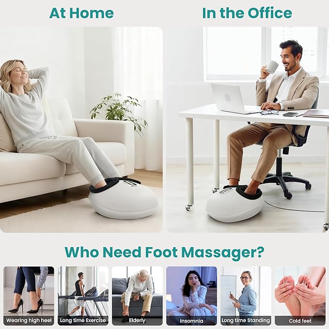 Nekteck Shiatsu Foot Massager with Heat for Neuropathy Plantar Fasciitis, 2026 Upgraded Air Compression Feet Massage Machine, Relaxation Gifts for Men Women Mom Dad Birthday Mother's Day, US 11 Size