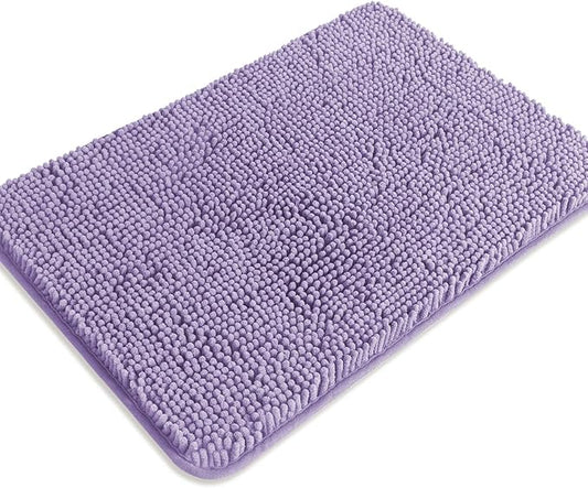 Lavender Bathroom Rugs – Absorbent and Washable Bath Mat, Non-Slip, Thick Soft Chenille Bath Rugs for Bathroom Floor, Shower, Sink - 17" x 24"