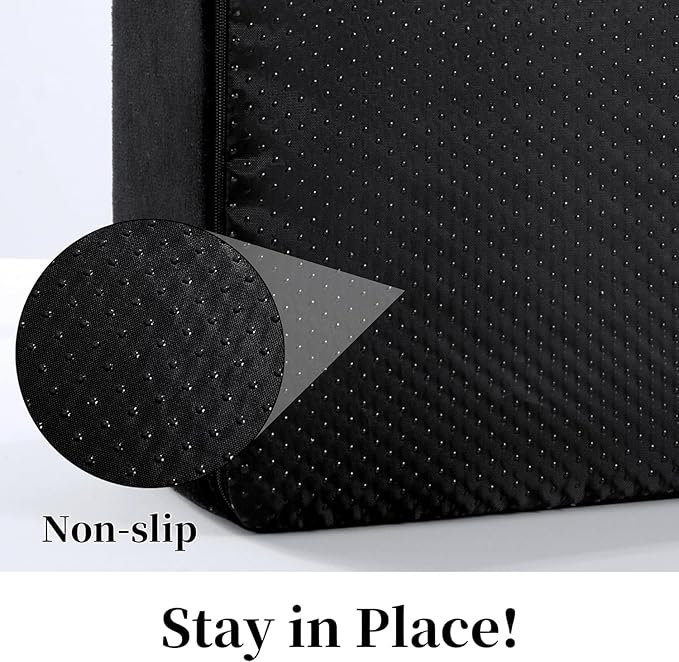 HOMBYS Foam Recliner Chair Cushions for Elderly, 4" Thick Chair Pads with Back Support for Office, Non-Slip Medium Firm Seat Cushion with Lumbar Pillow (Black, 22"x22"+13" Backrest)