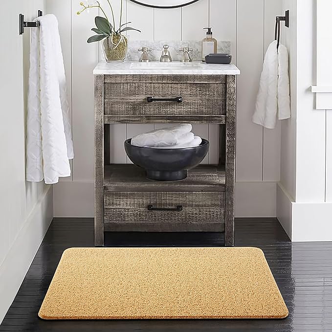 Asvin Soft Textured Bath, Shower, Tub Mat, 24x16 Inch, Phthalate Free, Non Slip Comfort Bathtub Mats with Drain, PVC Loofah Bathroom Mats for Wet Areas, Quick Drying