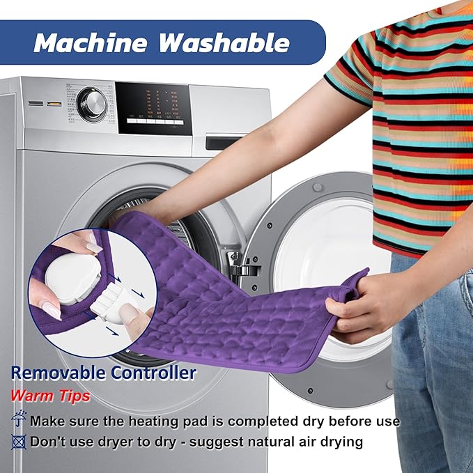 24"X20" Electric Heating pad with 6 Heat Settings, Auto Shut Off, Dry Electric Heating for Back Neck Knee Arms Legs Shoulder Heat Pads for Christmas Birthday Father's Day Mother's Day (Dark Purple)