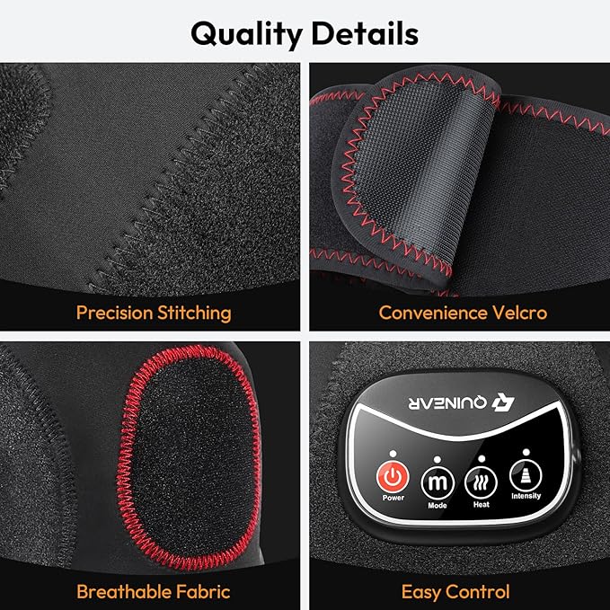QUINEAR Knee Massager for Pain Relief,Air Compression Heating Pad for Knee,Heated Knee Warmers Wrap, 3 Modes & 3 Intensities