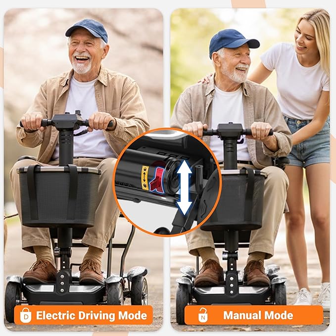 Mobility Scooter for Adults, 4 Wheels Mobility Scooter with LCD Display, 350LBS Capacity & Lithium Battery, Airline Approved, 38LBS Motorized Mobility Scooter for Seniors (Silver, 15 MI-211)