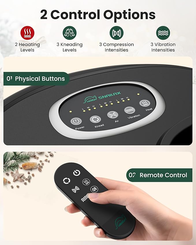 Snailax Foot Massager with Heat, Remote Control, Shiatsu Foot Massager Machine with Deep Kneading, Rolling, Compression, Vibration, Size 13, Gift for Mom