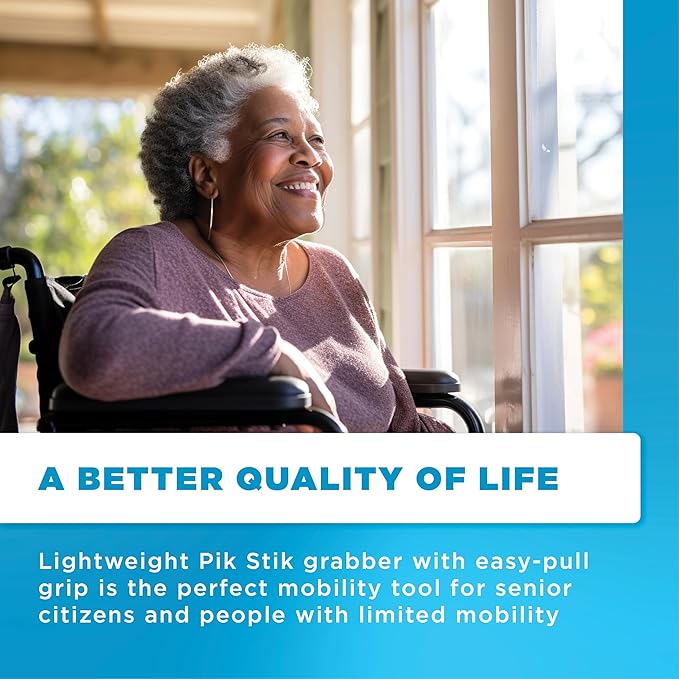 36 Inch Folding Grabber Reacher Tool - Heavy Duty Trash Picker Upper & Post Surgery Recovery Mobility Aid for Seniors - Strong Blue Gripper with Magnetic Tip, Long Reaching Stick