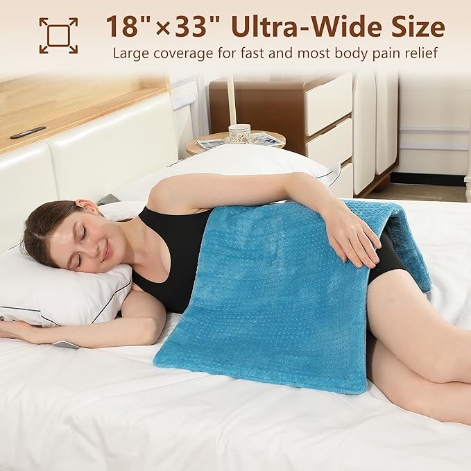 ESTINGO Electric Heating Pad FSA Eligible, Heated Pad for Back Neck Shoulder Pain Relif, Large Heating Pad for Period Cramps with 2H Auto Shut Off and 4 Heating Levels, 18"x33" Royal Blue