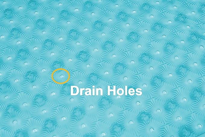 Bathtub Mat Non Slip with Suction Cups 15"x27" - Anti-Slip Shower Mat for Kids, Toddlers, and Seniors - Machine Washable Bath Tub Mat with Multiple Drainage Holes (Aqua)