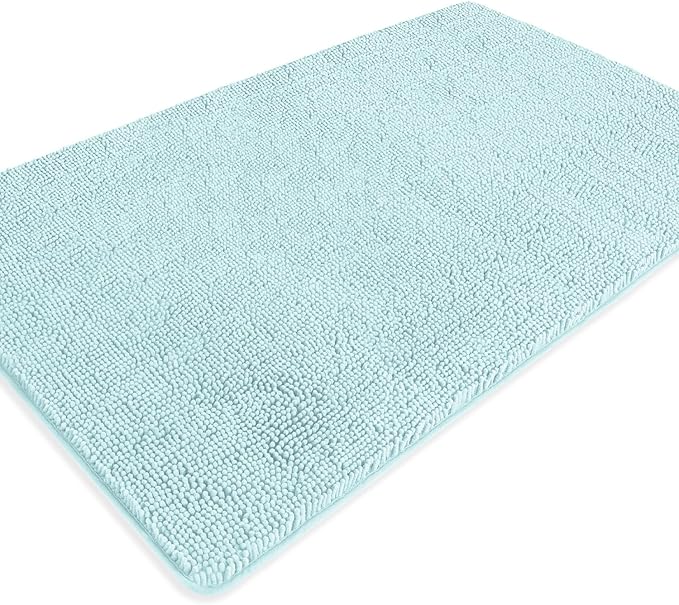 Bathroom Rugs 36 x 60 Inch – Extra Large Bath Mat | Absorbent and Washable Thick Chenille Bath Rugs Non-Slip Runner Rug for Bathroom, Shower, Tub(Aqua)