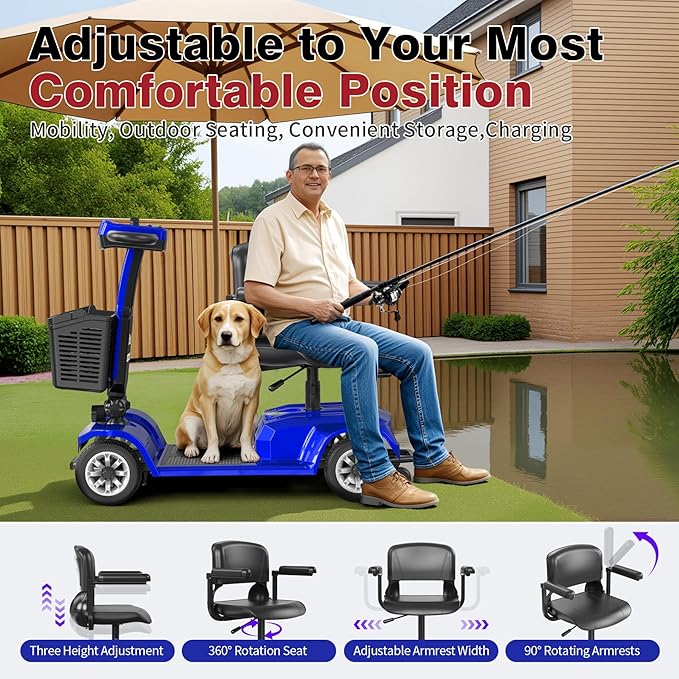 Heavy Duty Mobility Scooter for Seniors, Red,420 lbs Capacity -12.4 Miles Range 4 Wheel Electric Scooter with Seat, 20° Hill Climb, 300W Motor, Easy to Operate and Foldable