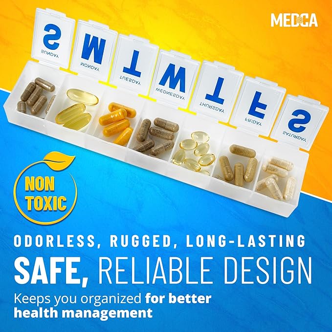 MEDca Weekly Pill Organizer, 7-Day Pill Planner Extra Large