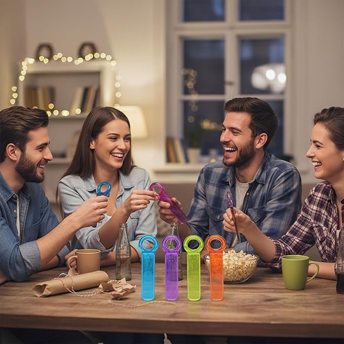 6PC Bulk Rainbow Jar Key & Easy Open Popper Lid Openers — Easy Smooth Grip Can Popper Tool for Children, Elderly, Arthritis or Weak Hands (OpaquePurple,Red,White,Orange,Blue,Green)