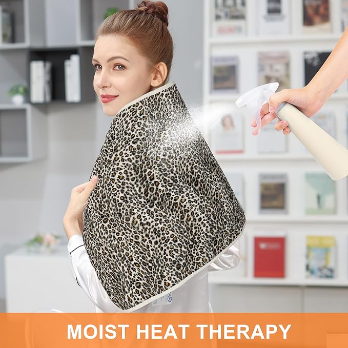 Deepsoon Heating Pad,Electric Heating Pads for Back,Neck,Moist Heating Pad for Abdomen Shoulder Knee Legs,Dry/Moist Heat&Auto Shut Off,Mother's Day Birthday for Men and Women,Leopard Print,33x17 Inch