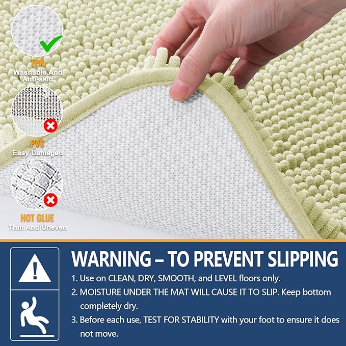 Arotive Bathroom Rugs 30x20, Extra Soft Absorbent Shaggy Chenille Bath Rugs, Machine Washable Rubber Backing Non-Slip Bath Mats for Bathroom Floor Tub and Shower, Home Decor Accessories, Vanilla