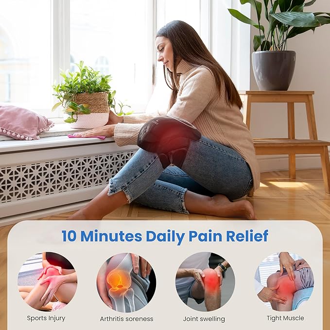 CuPiLo Knee Massager with Heat and Red Light for Pain Relief, Heating and Vibrating Pain Relief Knee Massager for Arthritis, Stretched Ligament, Joints and Muscles Injuries