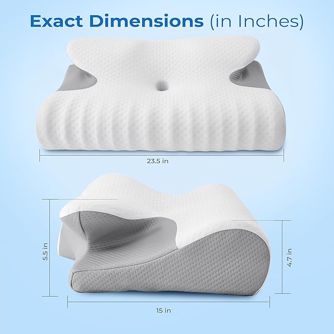 BDEUS Ergonomic Cervical Pillow for Side Sleepers, 2-in-1 Contour Orthopedic Memory Foam Pillow for Neck Shoulder Pain Relief, Sleep Apnea, Anti Snore, Pillow with Arm Rest, Head Cradle, White