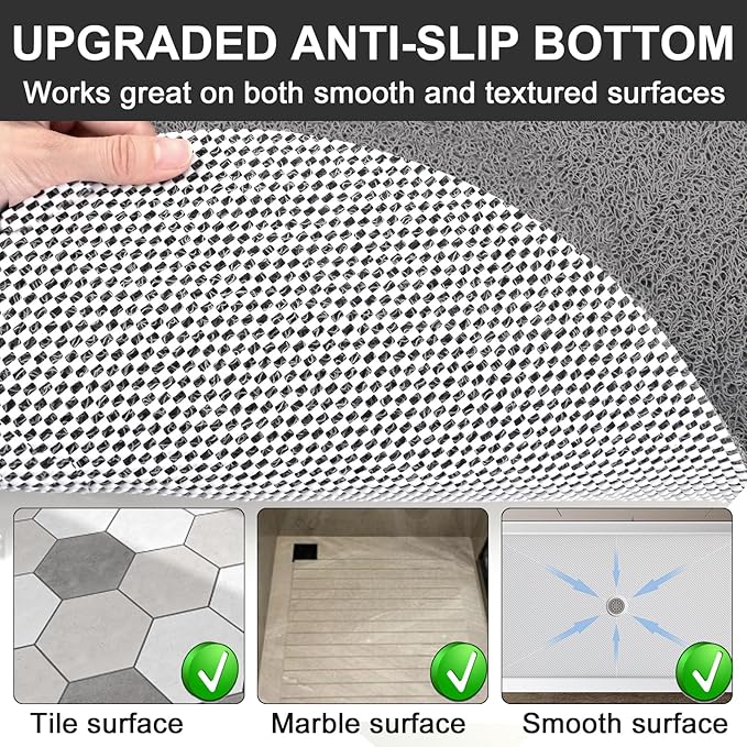 Non Slip Shower Mat: 32x32 inch Round Shower Mats for Inside Shower with Central Drain Hole, Soft Loofah Shower Floor Mat for Standing Shower Stall, RV, Tile Fiberglass Shower Pan, Quick Dry