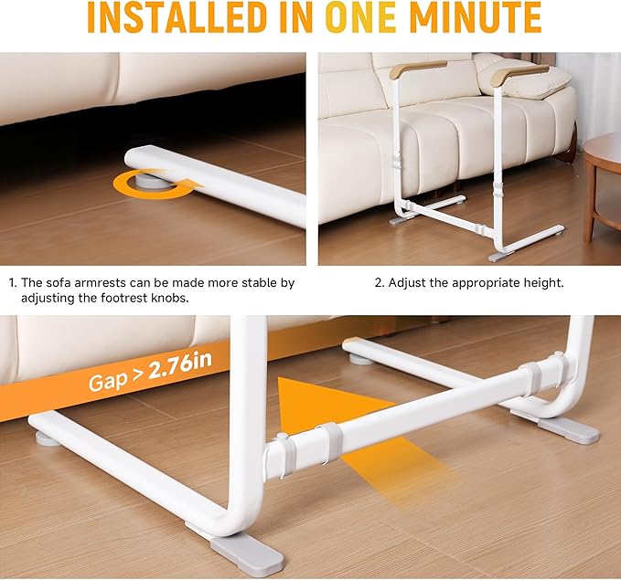 Couch Stand Assist with Handrails, Width and Height Adjustable Stand Assist Aid for Elderly, Up to 400 LBS, Sofa and Chair Lift Assist Devices for Seniors, Disabled and Patients, Brown