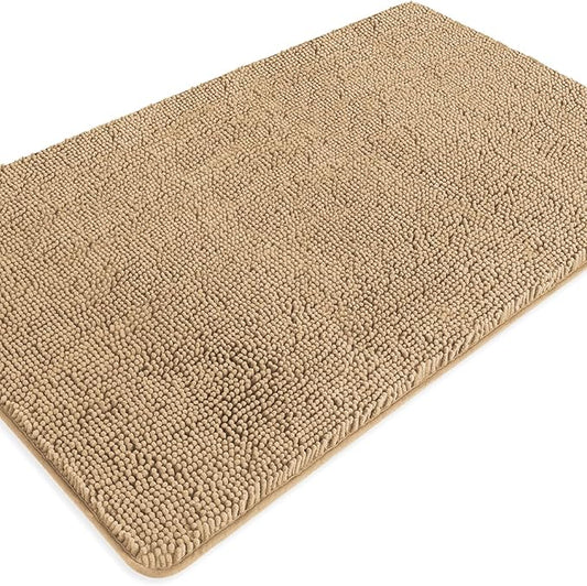 Bathroom Rugs 30 x 50 Inch – Extra Large Bath Mat | Absorbent and Washable Thick Chenille Bath Rugs Non-Slip Runner Rug for Bathroom, Shower, Tub(Beige)