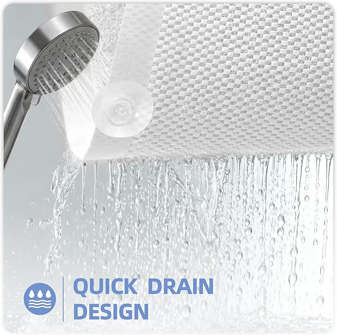 Upgraded Anti Slip Shower Mat for Inside Shower,Non Slip Bathtub Mat with Suction Cups,Shower Floor Mat，Scrubber Mats,Easy to Clean,Quick Dry,Easy Drainage,Loofah Bath Mat for Tub,White,24''x24''