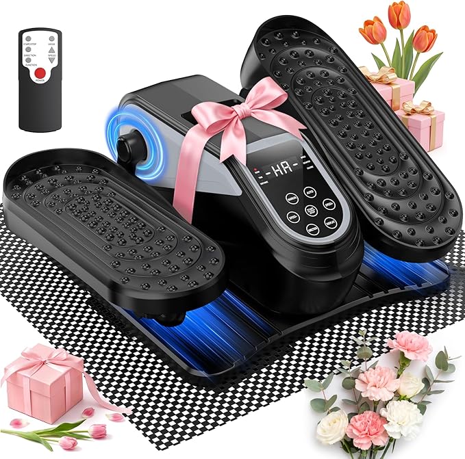 VIVURN® 023 Under Desk Elliptical Mini Electric Leg Exerciser for Senior, 12 Speeds RF Remote Display Monitor Non-Slip Mat, Quiet & Compact Seated Pedal Exerciser for Home Office Gift for Mom Dad