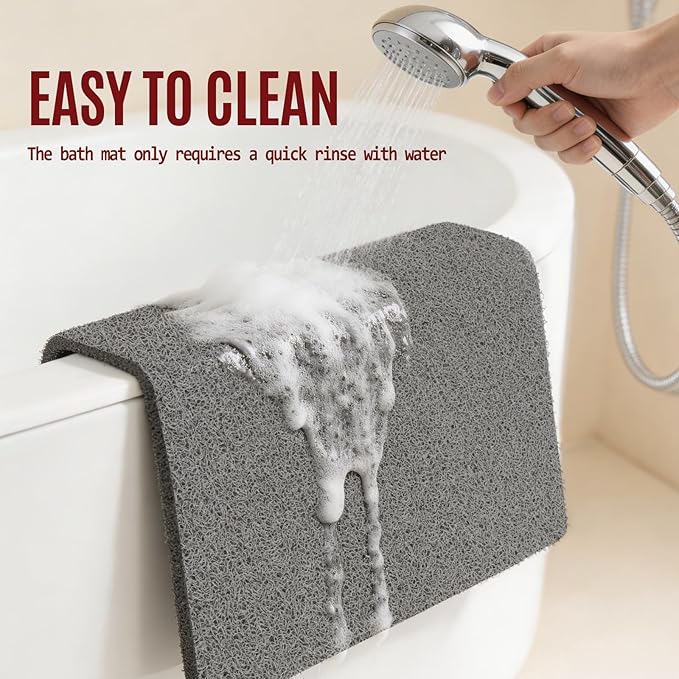 Joyhalo Shower Mat Bathtub Mat Non Slip, Bathmats Non Slip, Quick Drying Foot Scrubber Loofah Mats for Shower, Tub, Bathroom, Home, 24 * 24inch, Grey