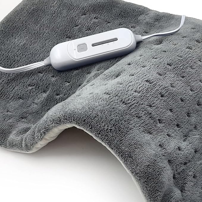 Electric Heating Pad for Full Back Fast Heating Wrap with Auto Shut Off for Back, Neck and Shoulder, Abdomen, Waist Pain Relief, Dry/Moist Option (12" x 24" (Gray))
