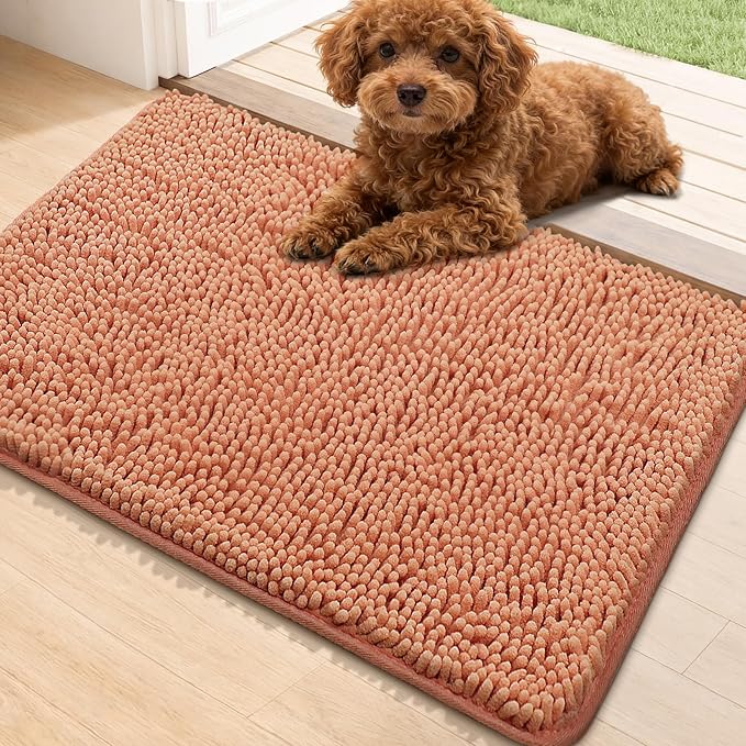Bcoimo Super Absorbent Dog Door Mat, 30"*20" Anti Slip Mat for Muddy Paws, Pet Rugs for Dirty Paws Washable that Absorbs Moisture and Dirt, for Dog Cage and Pet Resting Carpet