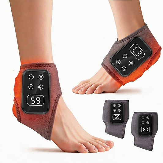 LOMONICA Foot Renew Massager for Neuropathy & Fatigue Relief – Cordless & Portable Foot and Ankle Massager with 5 Levels of Vibration & Heat for Heel, Arch, and Ankle Comfort – Ideal Gift (Gray 2pcs)