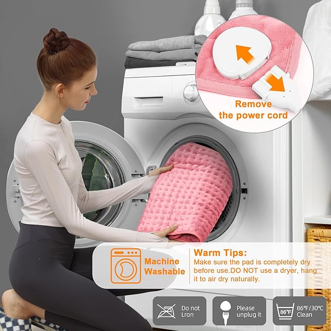 Deepsoon Heating Pad,Electric Heating Pads for Back,Neck,Moist Heating Pad for Abdomen Shoulder Knee Legs,Dry/Moist Heat&Auto Shut Off,Mother's Day Birthday for Men and Women,BabyPink,24x12 Inch