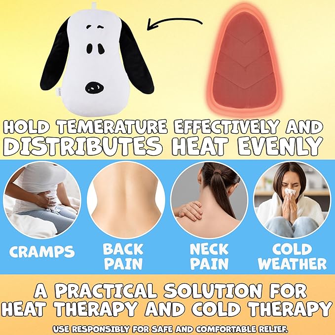 Peanuts Snoopy Microwave Heating Pad for Neck Shoulder Back Pain Cramp Relief Plush Warm Compress Cold Therapy Reusable Heat Pack Gifts for Seniors