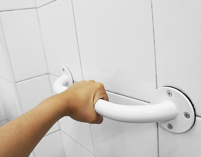 PEPE Mobility Grab Bars for Bathtubs and Showers 12 Inch (x2 Units) Shower Handle Toilet Handicap Elderly Senior Assist Bathroom Saft Handle Epoxy Steel, White