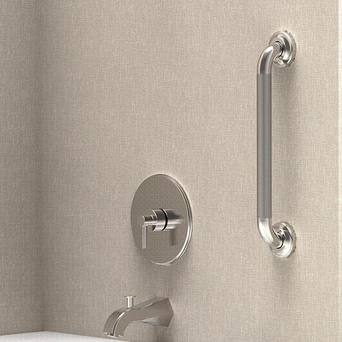 1-1/4" Knurled Grab Bar, ADA Compliant Bath Safety Shower Handrail, Bathroom Mobility Aid Handle for Seniors and Disabled, Heavy Duty 500lbs Support