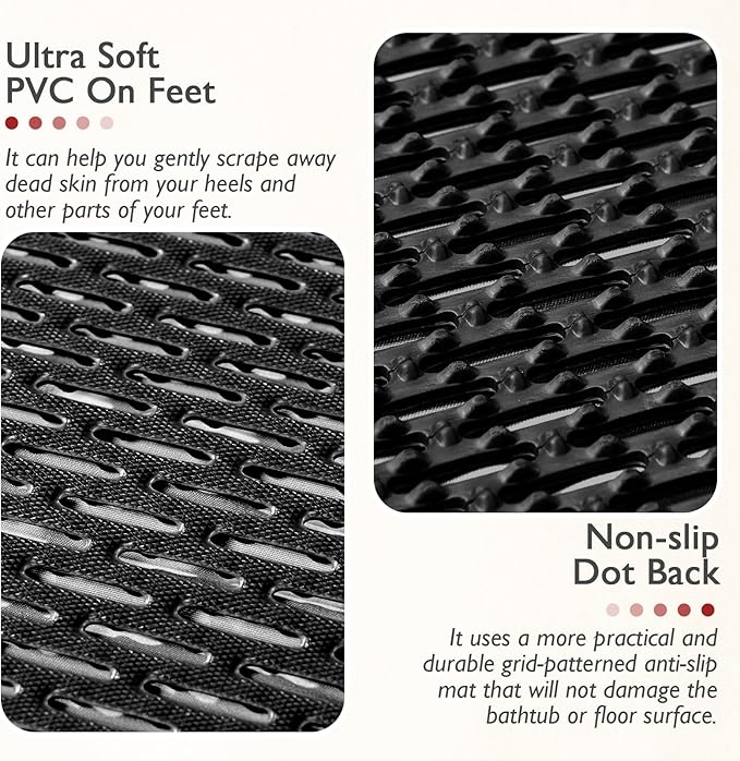 Extra Large Non-Slip Shower Mat, Fast-Dry PVC Bath Stall & Tub Mat, Drain-Hole Design,for Shower Stall Tub for Elderly/Kids，Non Slip Bathroom Safety Accessory，Black 32"x17"