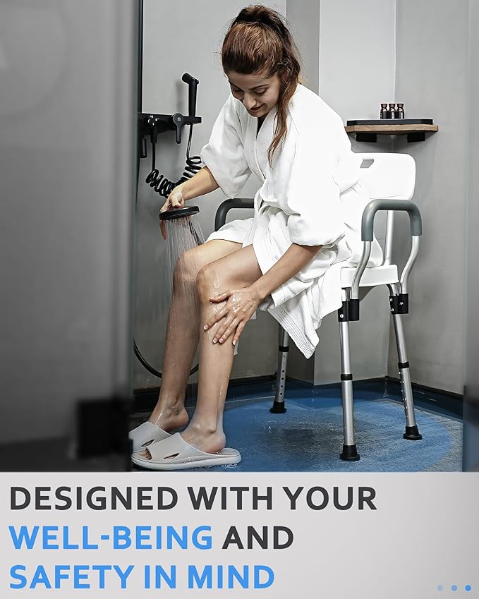 Sangohe Shower Chair - Shower Chairs for Inside Shower - U-Shape Seat Heavy Duty Shower Seat - Shower Chairs with Arms for Handicap - Wide Shower Seats for Elderly - Shower Chair for Bathtub, 796E