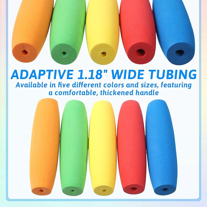 Ptwola 10 Pcs Foam Grip Tubing Handle Built up Tubing Padding Grips No-Cut Utensils Adaptive Grip Pens Foam Tube Cutlery Grips Comfort for Disabled and Elderly
