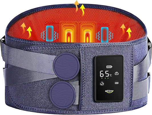 ALLJOY 67" Cordless Heating Pad for Back Pain Relief FSA Eligible HSA, Birthday Gifts for Women Men Mom Dad, Portable Lower Back Massager with 3 Heat 5 Vibration, Wireless Heating Pad for Cramps