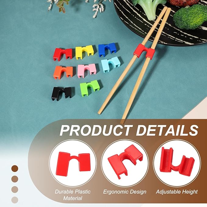 uxcell 10 Pcs Chopsticks Helper, Reusable Training Chopstick Hinges Connector Practice Chop Sticks Helpers for Adult Beginners Learners, Red