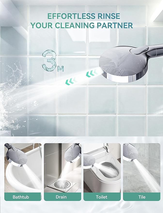 Magichome Filtered Shower Head with Handheld, High Pressure 10-Spd Detachable Chrome Showerhead with Stainless Hose, Water Softener Filter Beads for Hard Water - Remove Chlorine, Reduce Dry Itchy Skin
