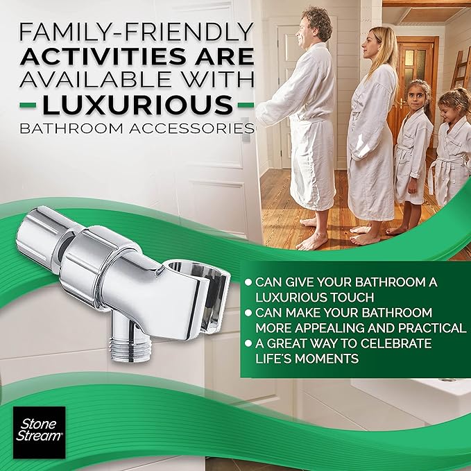 Original StoneStream Adjustable Wall Shower Adapter and Holder for Handheld Showerheads - Chrome