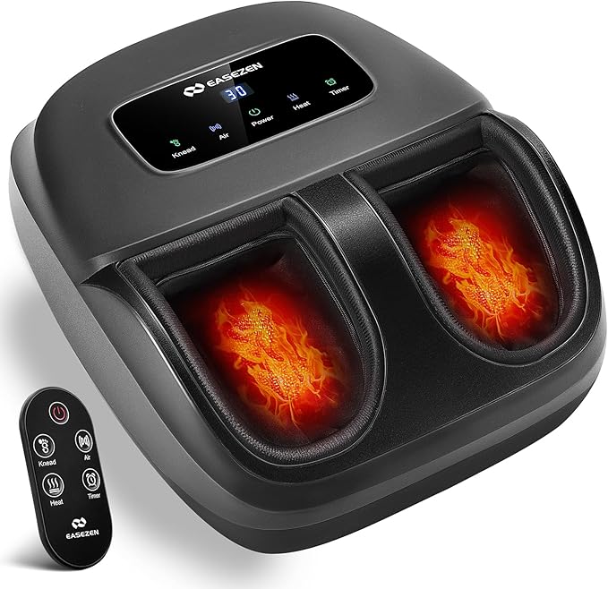 EaseZen Shiatsu Foot Massager with Heat & Remote, 2026 Upgraded Deep Kneading Foot Massager for Plantar Fasciitis, Neuropathy & Tired Feet, Fits Up to Size 14, Gifts for Mom